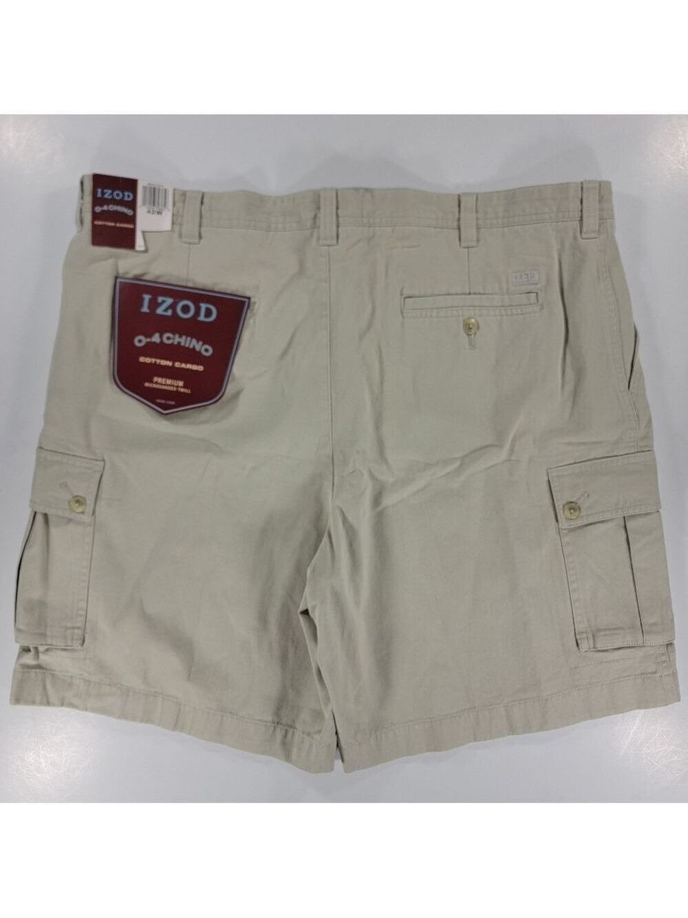 NEW Men's IZOD 0-4 Chino Cargo Shorts  Khaki Beige Cotton Twill Mens 42 NWT